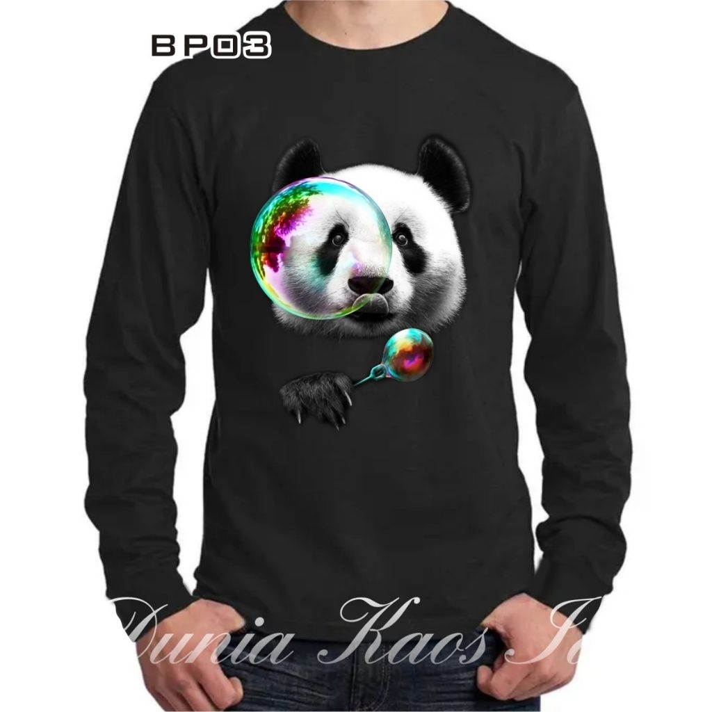 Dunia Kaos BP03 kaos pria distro lengan panjang murah motif gambar Panda