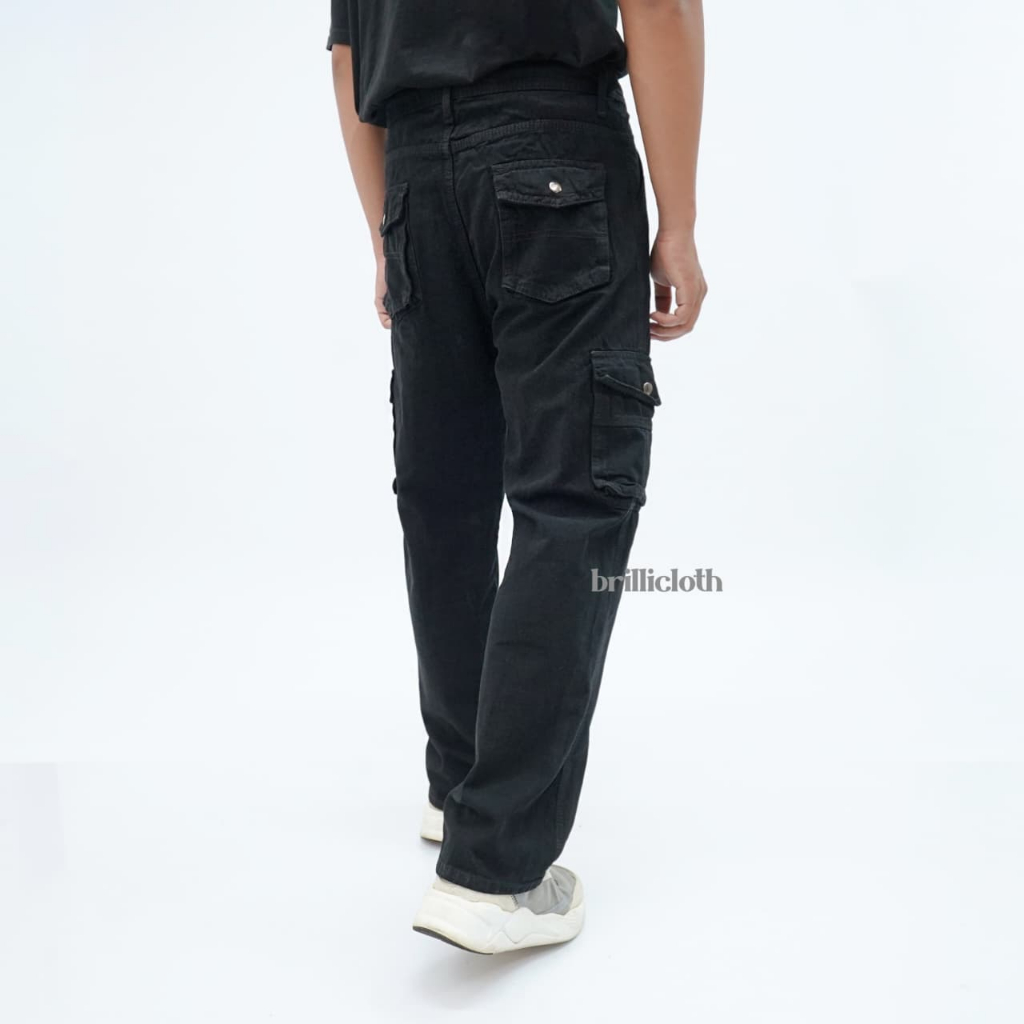 Celana Cargo Jeans Panjang Pria Reguler Standar Loose Fit Cargo Gombrong Jeans Pria Terbaru