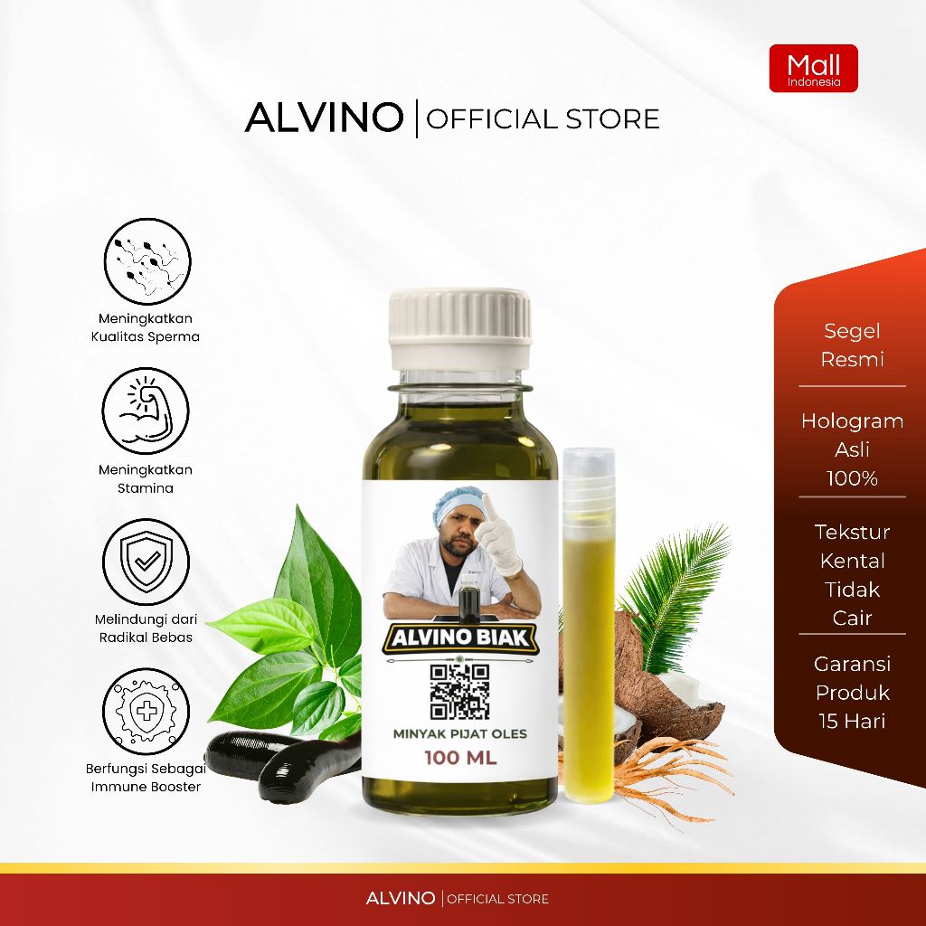 [ Privasi Aman ] Minyak Alvino Original Asli Papua Terapi Minyak Pijat Daun Tiga Jari 50 ML