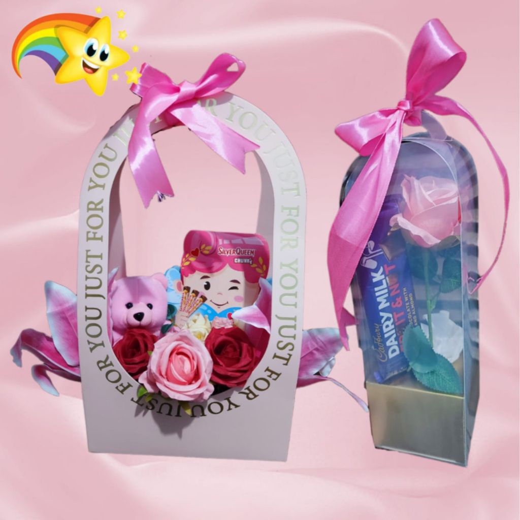 (READY) BUKET SILVERQUEEN BUTTERFLY CUPID BUKET VALENTINE BUKET BOX FLOWER BOX MIKA