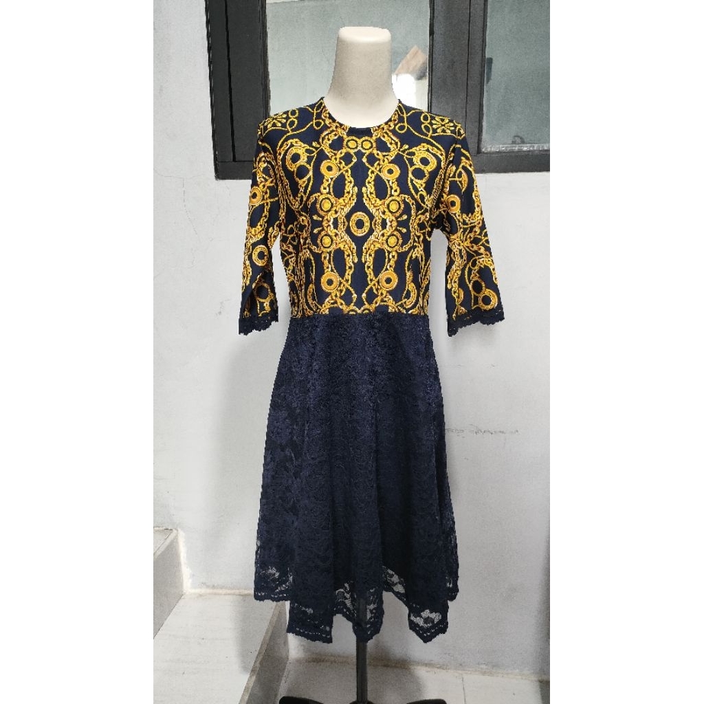 Dress brokat navy