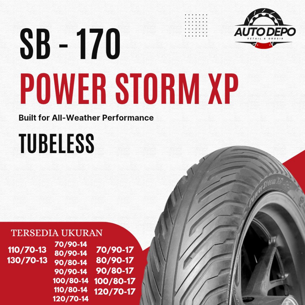 BAN LUAR MOTOR RING 13 RING 14 RING 17 SWALLOW POWER STORM XP SB-170 TUBELESS