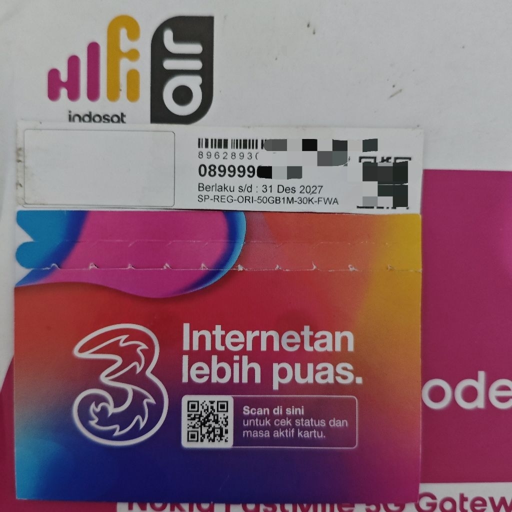 Kartu Perdana 3 Hifi Air Indosat Ooredoo Hutchison (Simcard Khusus Modem/Mifi Hifi Air)