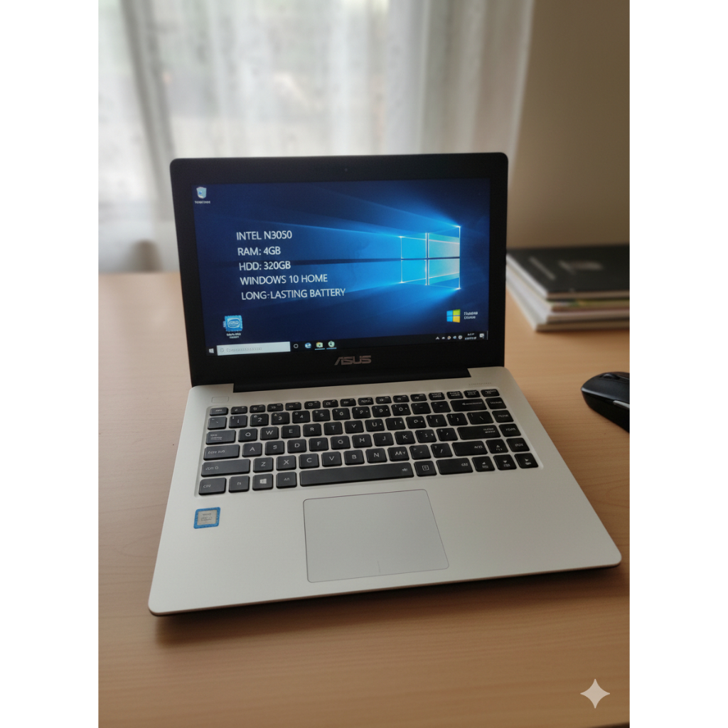 laptop asus x453m ram4gb hdd 320gb windows10 siap pakai