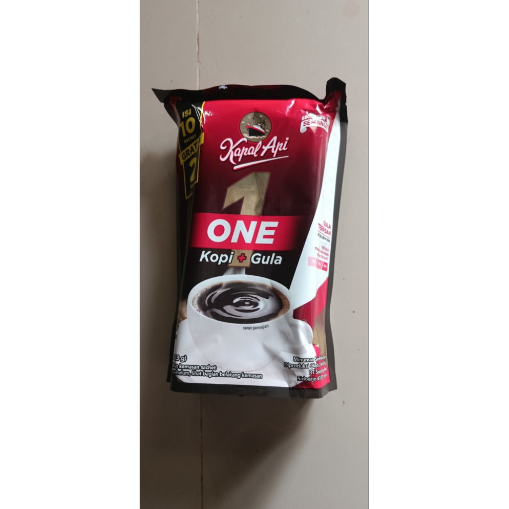 Kapal Api One Gula Terpisah 12 Sachet 23gram - Kopi Instan Gula Terpisah, Praktis, Gula Sesuai Seler