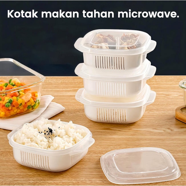 Kotak Makan Plastik / Tempat Makan / Lunch Box / Wadah Makan - BPA Free, Anti Bocor, Untuk Bekal Kan