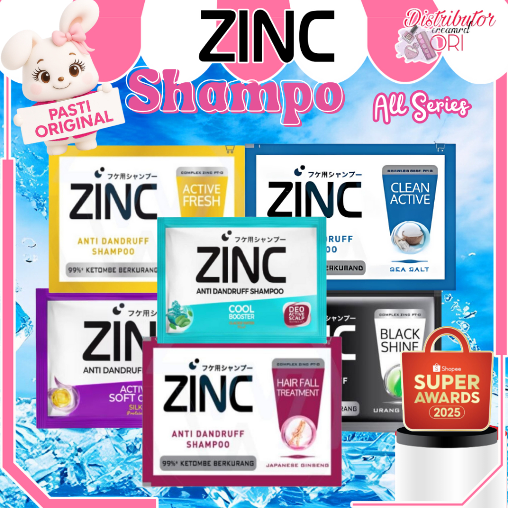 Zinc Shampoo 10ml | SACHET | BPOM | ORIGINAL | ACTIVE COOL | CLEAN ACTIVE | COOL BOOSTER