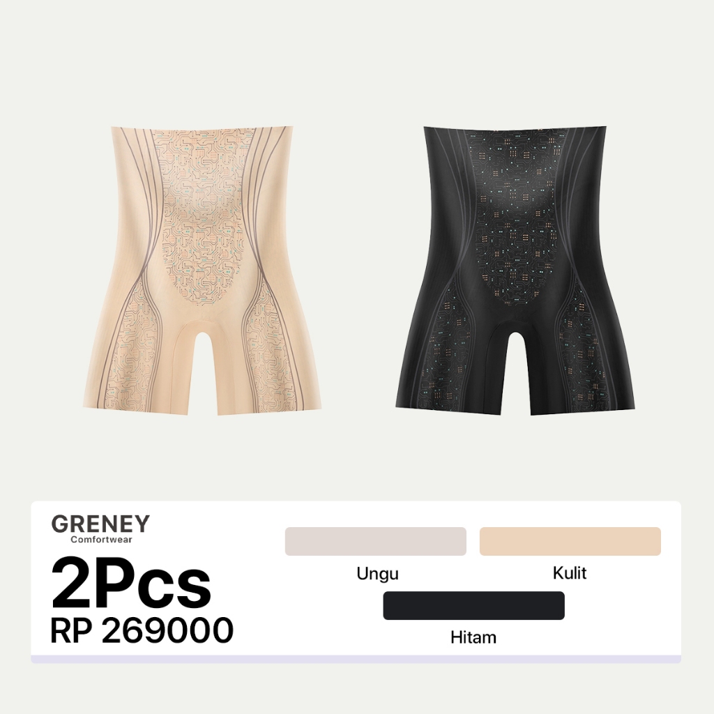Greney- (2pcs) Celana Korset Motif Mengangkat Pinggul Melangsingkan Perut Seamless Pinggang Ramping,