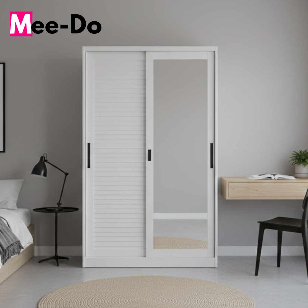 Lemari Baju Pakaian Besi Sliding Pintu Minimalis Wardrobe Metal