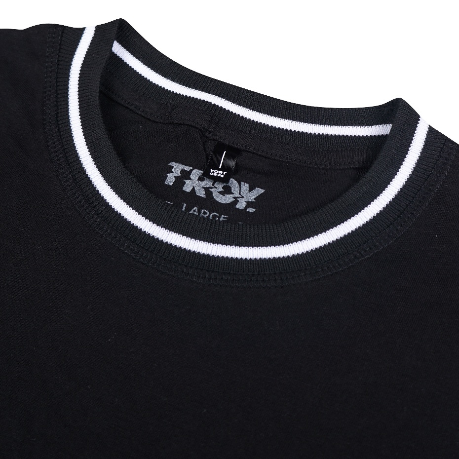 Troy Company Neck Stripe Tshirt Black Signal - Kaos Lengan Pendek Kaos Hitam KST 3539-2B1W