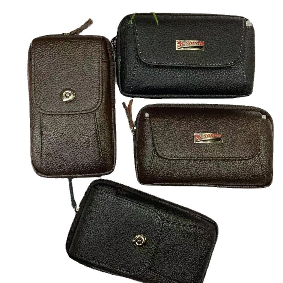 Kantong Dompet HP Sabuk Ponsel Kulit PU Leather Pria Tas ponsel vertikal Horizontal kulit besar