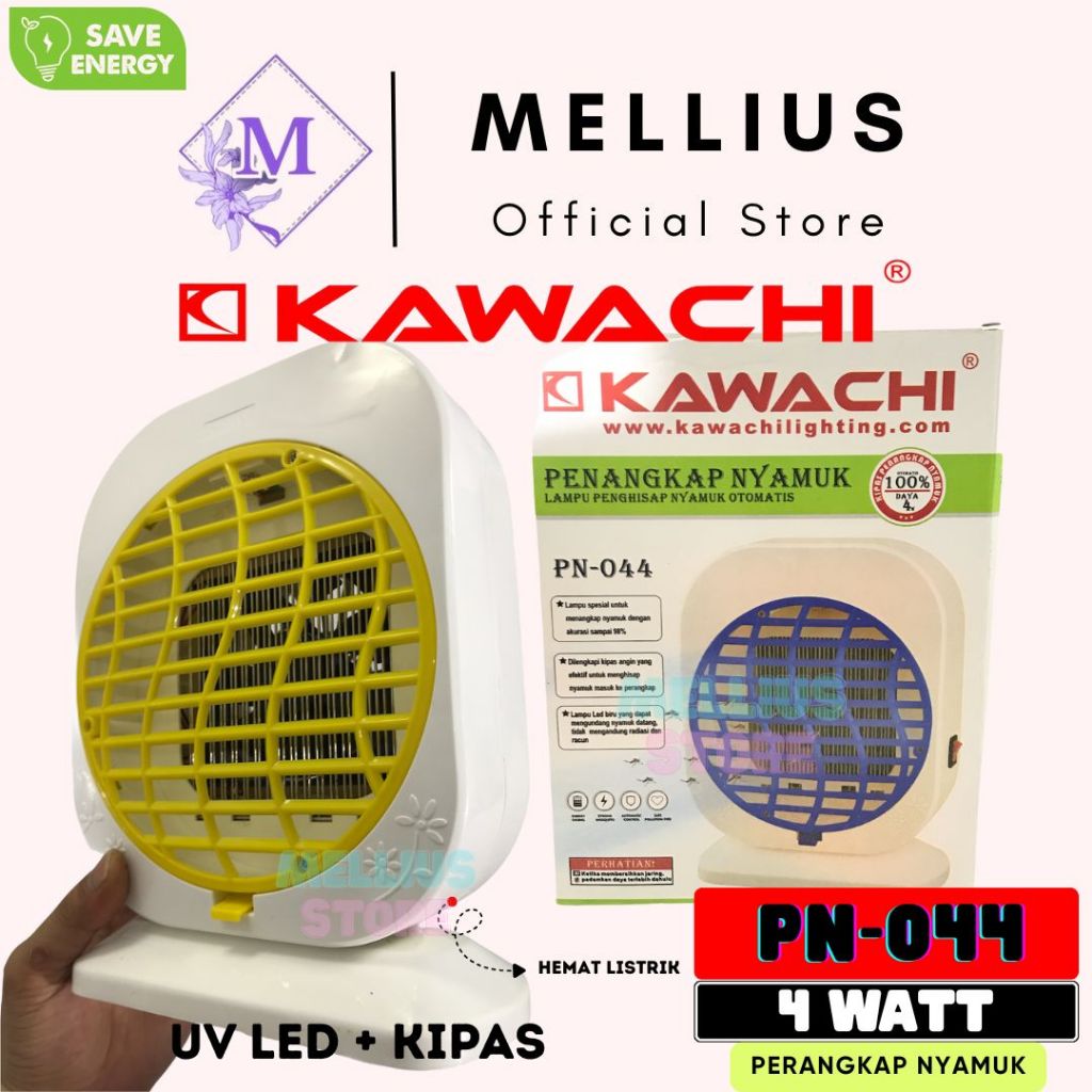 Kawachi Kipas + Lampu Penangkap Perangkap Penghisap Nyamuk PN-044 Hemat Listrik Tanpa Racun Efektif 