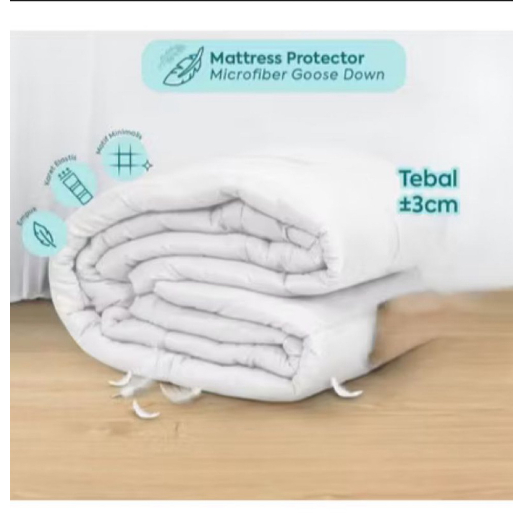 Matras Protector Microfiber Goosedown / topper kasur bulu angsa empuk tebal / pelindung kasur 120x20