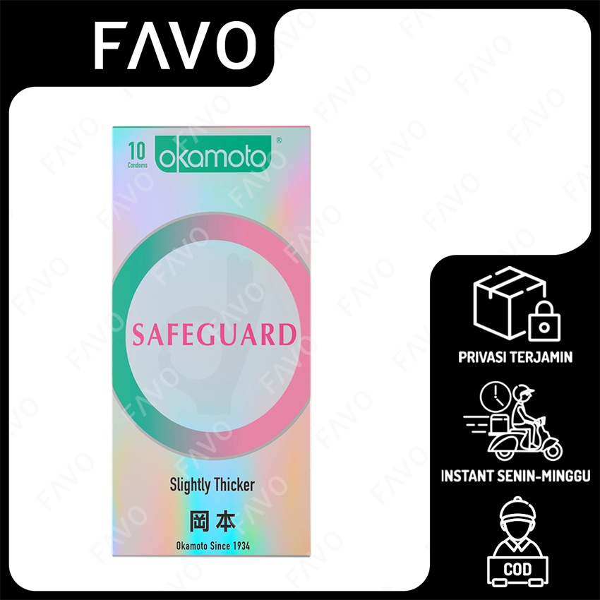 Okamoto Kondom Safeguard - 10 Pcs - Kondom Tebal Jepang - Perlindungan Maksimal Alat Kontrasepsi Pri