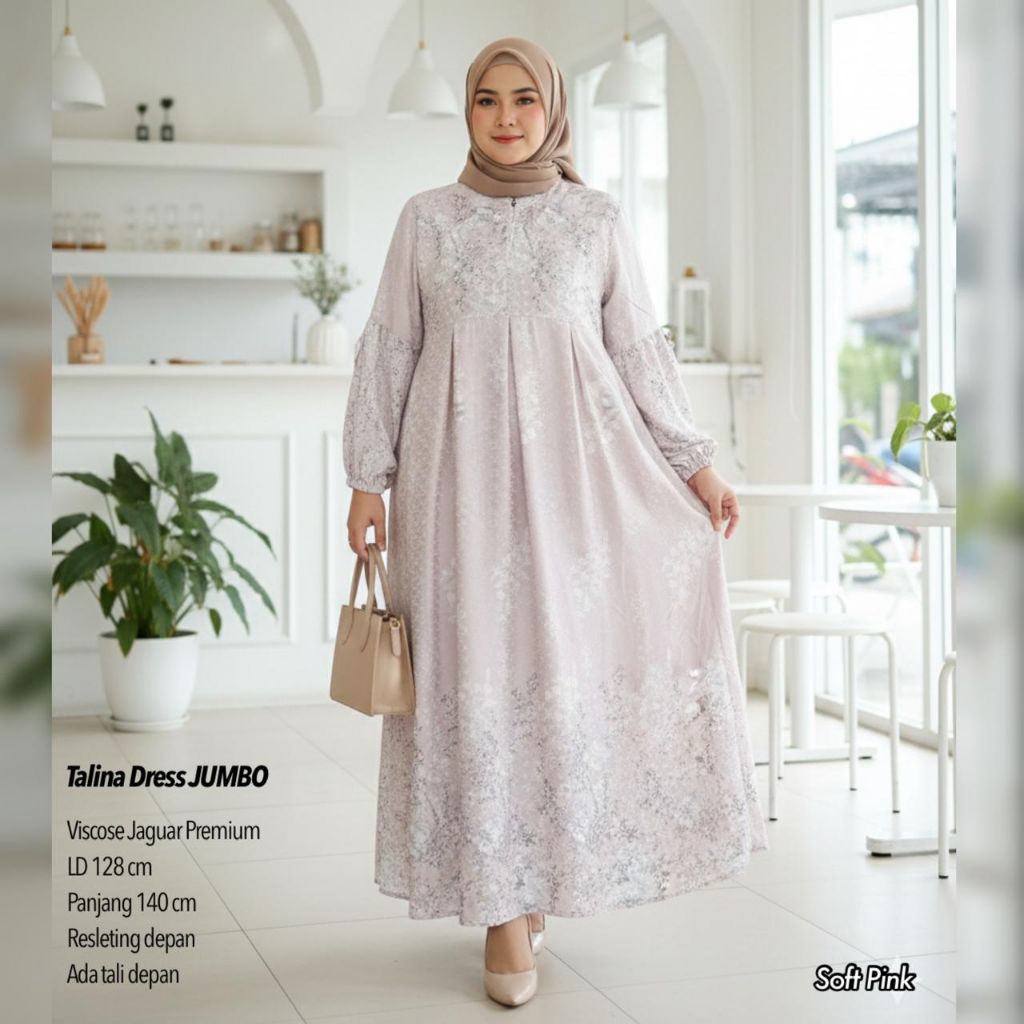 TALINA DRESS JUMBO VISCOSE JAGUAR / DRESS BUNGA / DRESS KATUN JAGUAR / DRESS LEBARAN