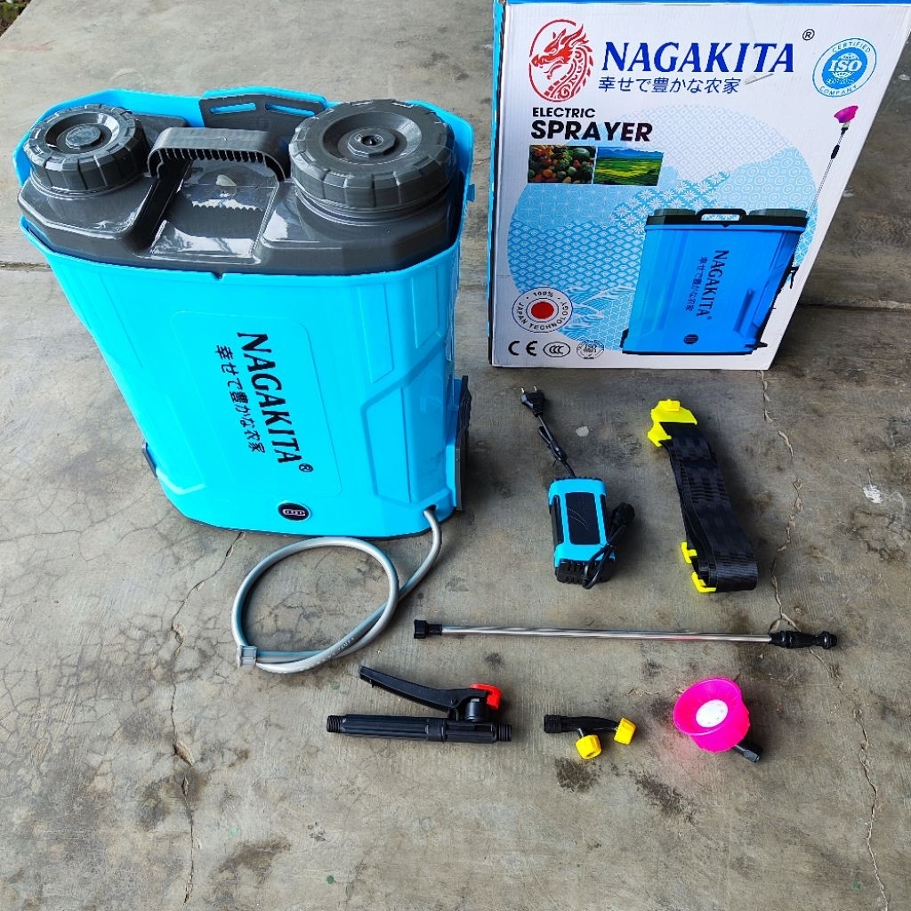 Nagakita 20 Liter Tangki Semprot Obat Hama Cas Charger Elektrik Sprayer Battery Lithium 10 Ampere