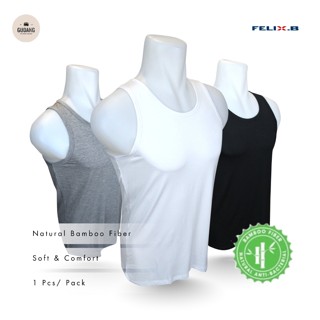 Kaos Singlet Premium FELIX B FB 3707 Bahan Serat Bambu Isi-1Pcs