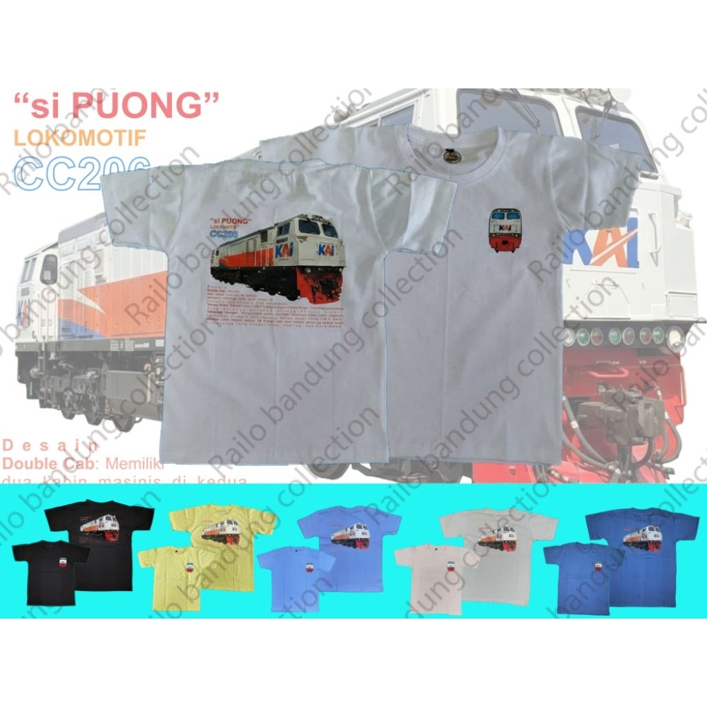 kaos ANAK kereta api | cc201 puong | kereta indonesia