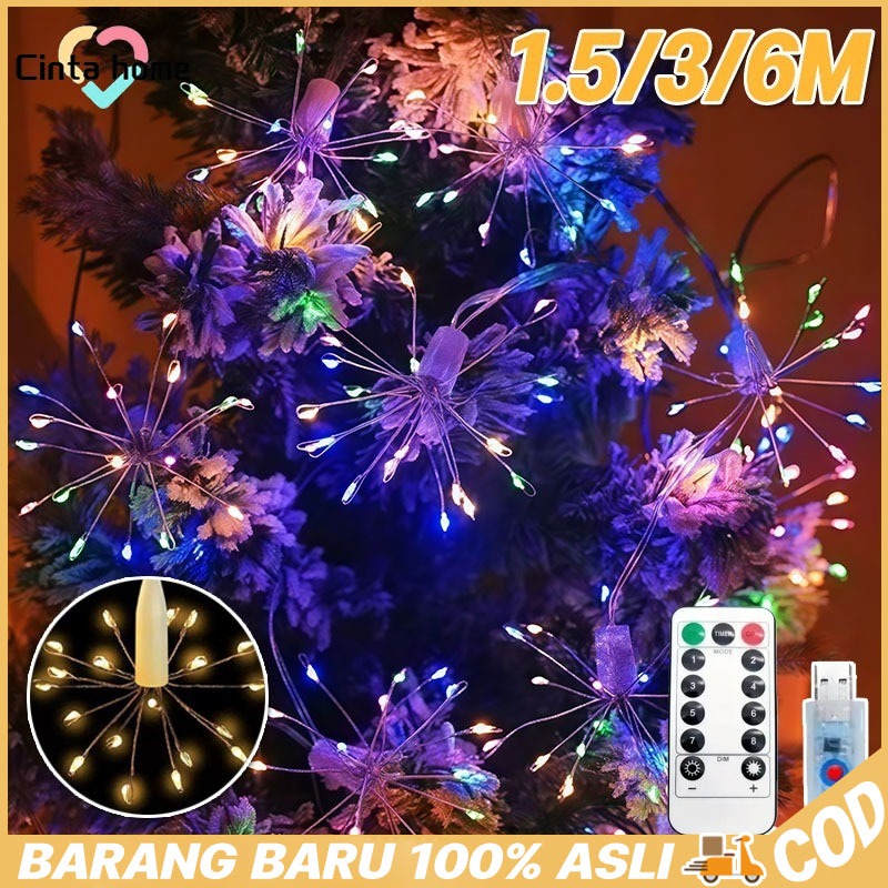 1.5/3/6M Lampu Kembang Api USB Lampu String Kawat Tembaga Taman Lampu Ramadan Twinkle Light Lampu De