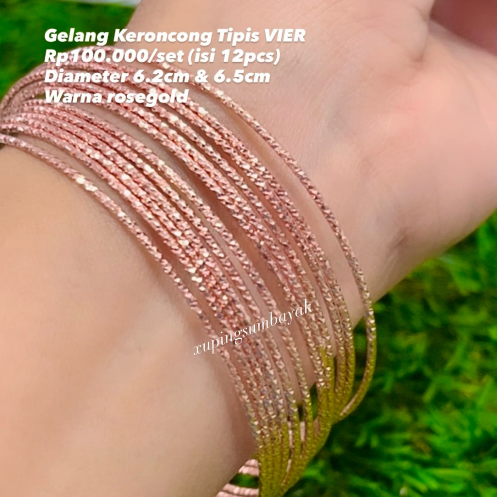 Gelang Keroncong tipis vierr32. gelang perhiasan wanita titanium rodhium xuping tembaga lapismas