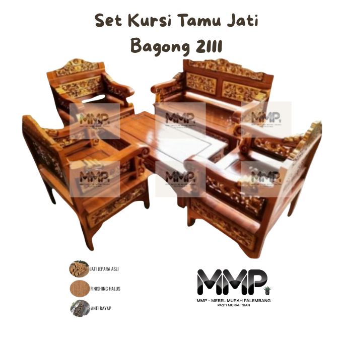 Set Kursi Tamu Jati Bagong 2111 | Kursi Tamu Jati Jepara Asli Murah Palembang