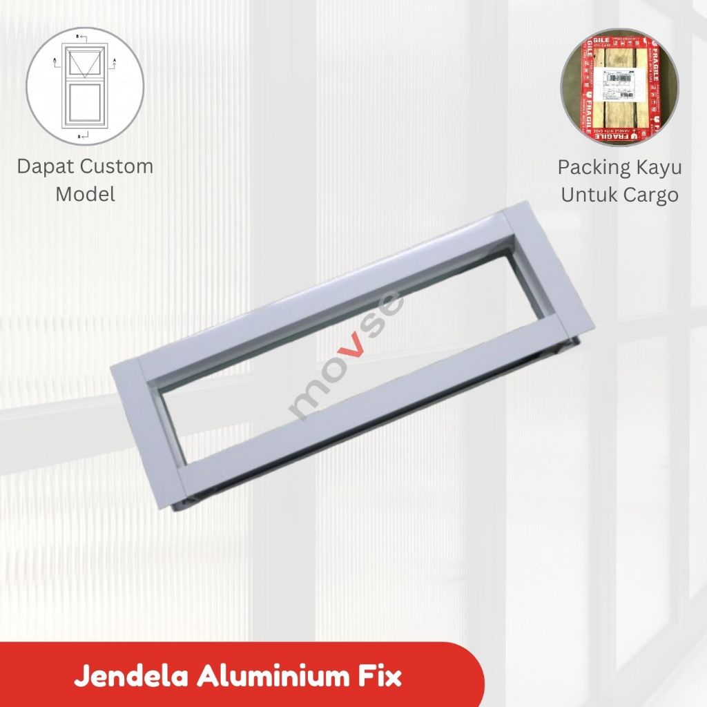 Jendela Aluminium Fix 60 x 20 cm Putih / Coklat / Hitam