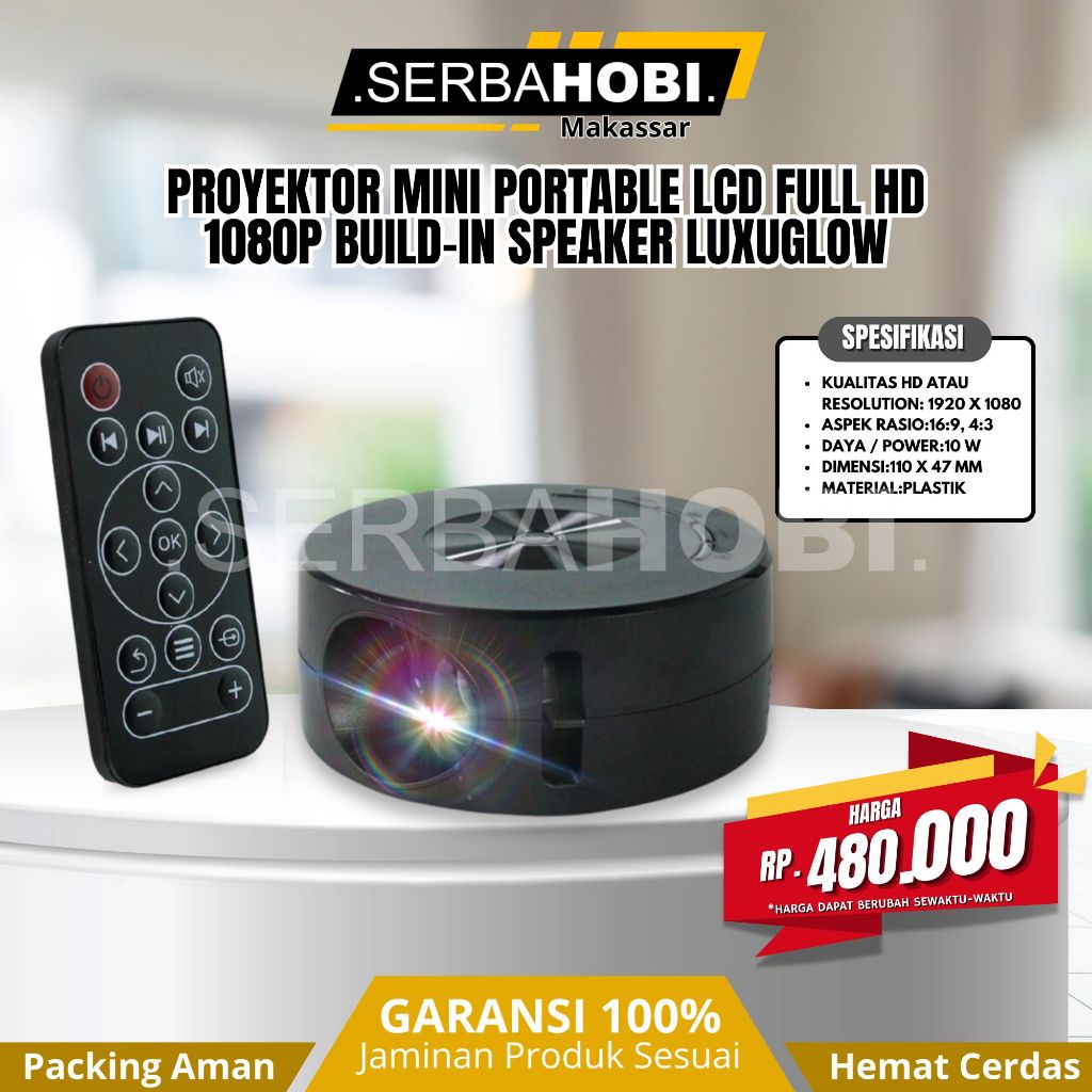 Proyektor Mini / Proyektor Mini Portable LCD Full HD 1080P Build-in Speaker / Proyektor Mini Termura