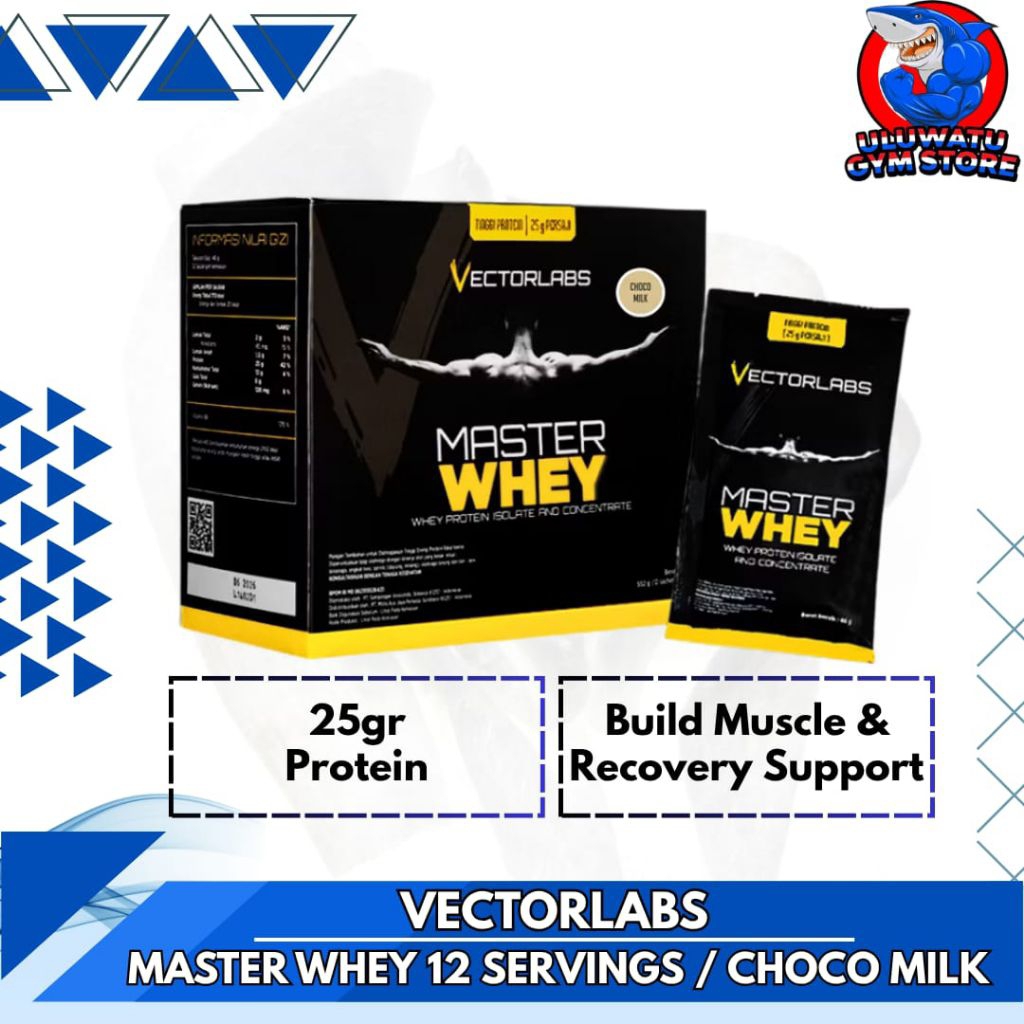 VECTORLABS Master Whey Protein 12 Sachet Travel Size - Susu Whey Protein Gym