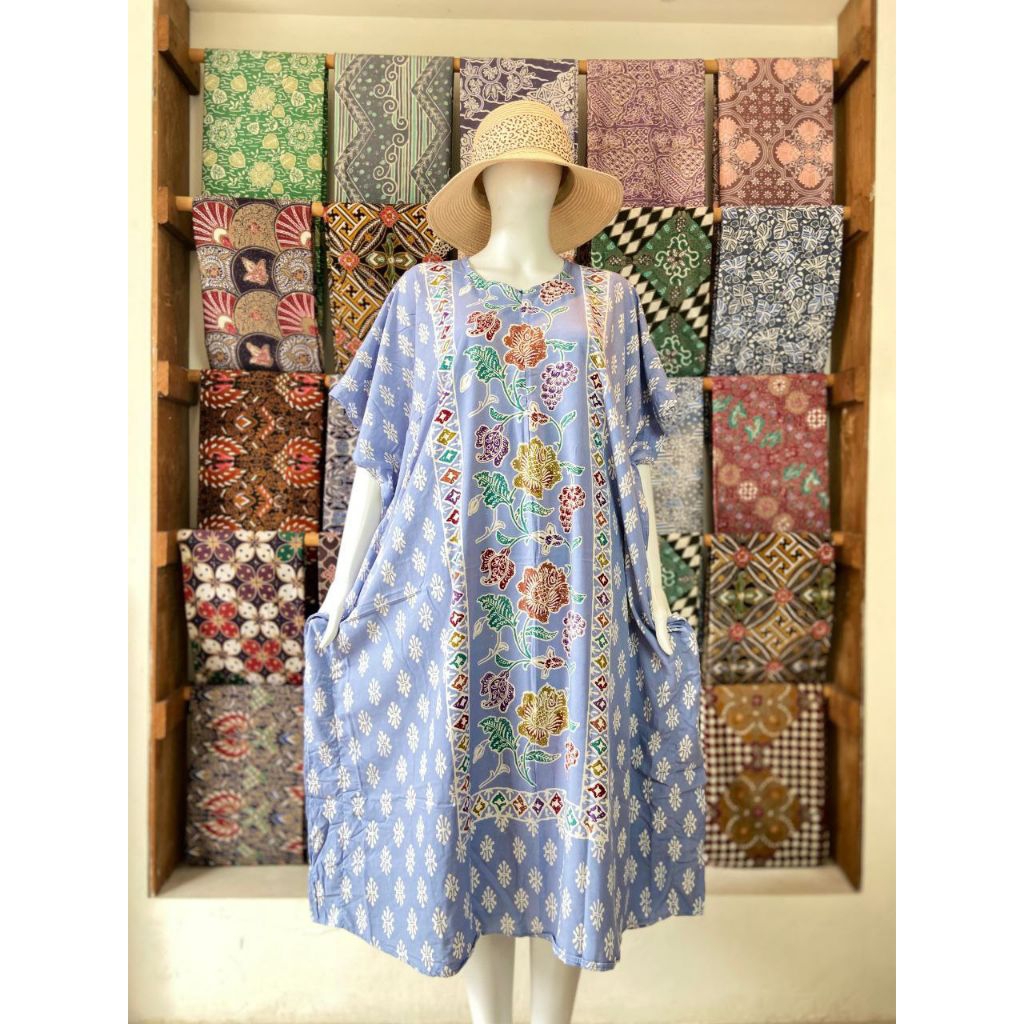 KEMUL ENCIM Daster Lowo Batik Colet Ld 140 Pb 115 Jumbo Busui Rayon Premium Resleting Depan Terbaru 