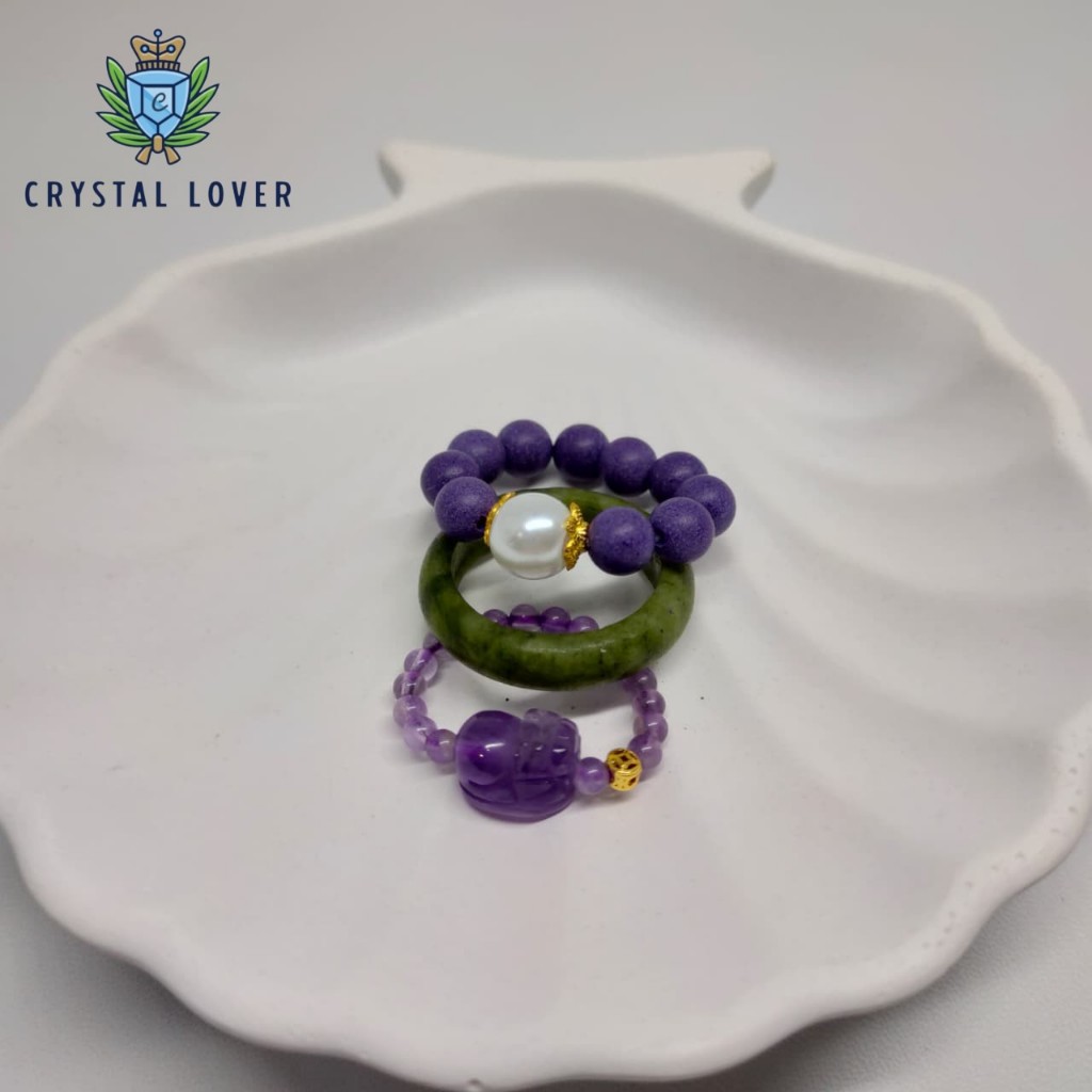 Cincin Crystal Original Fengshui Familiar CL Cincin Amethyst  King Medicine Crystal Ungu