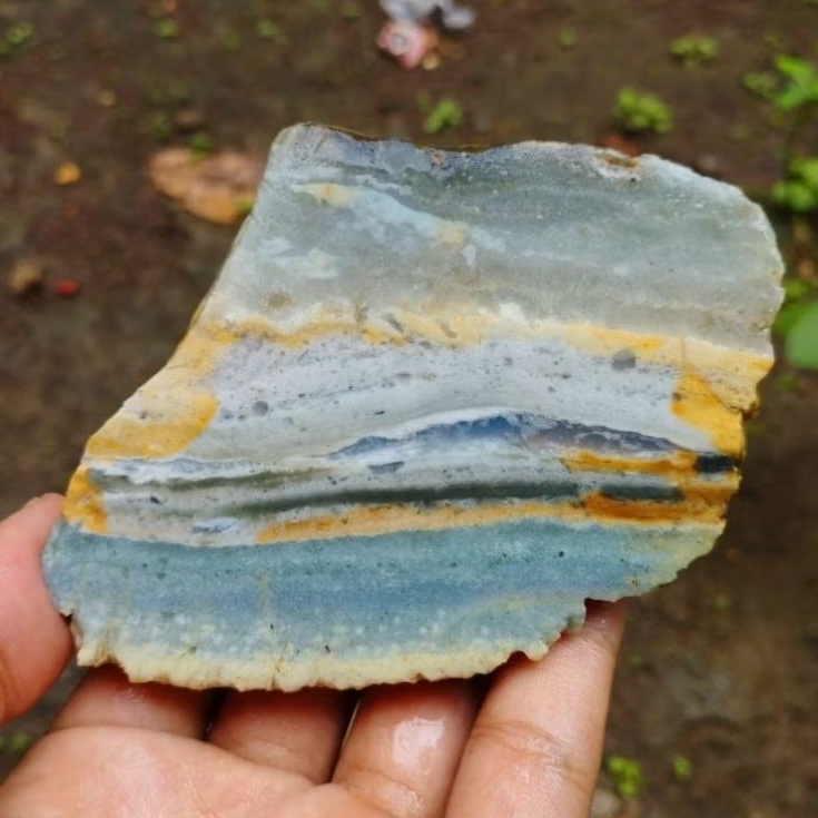suiseki batu alam bahan batu akik lempengan jasper pasteling kristal lapis motif pemandangan super n