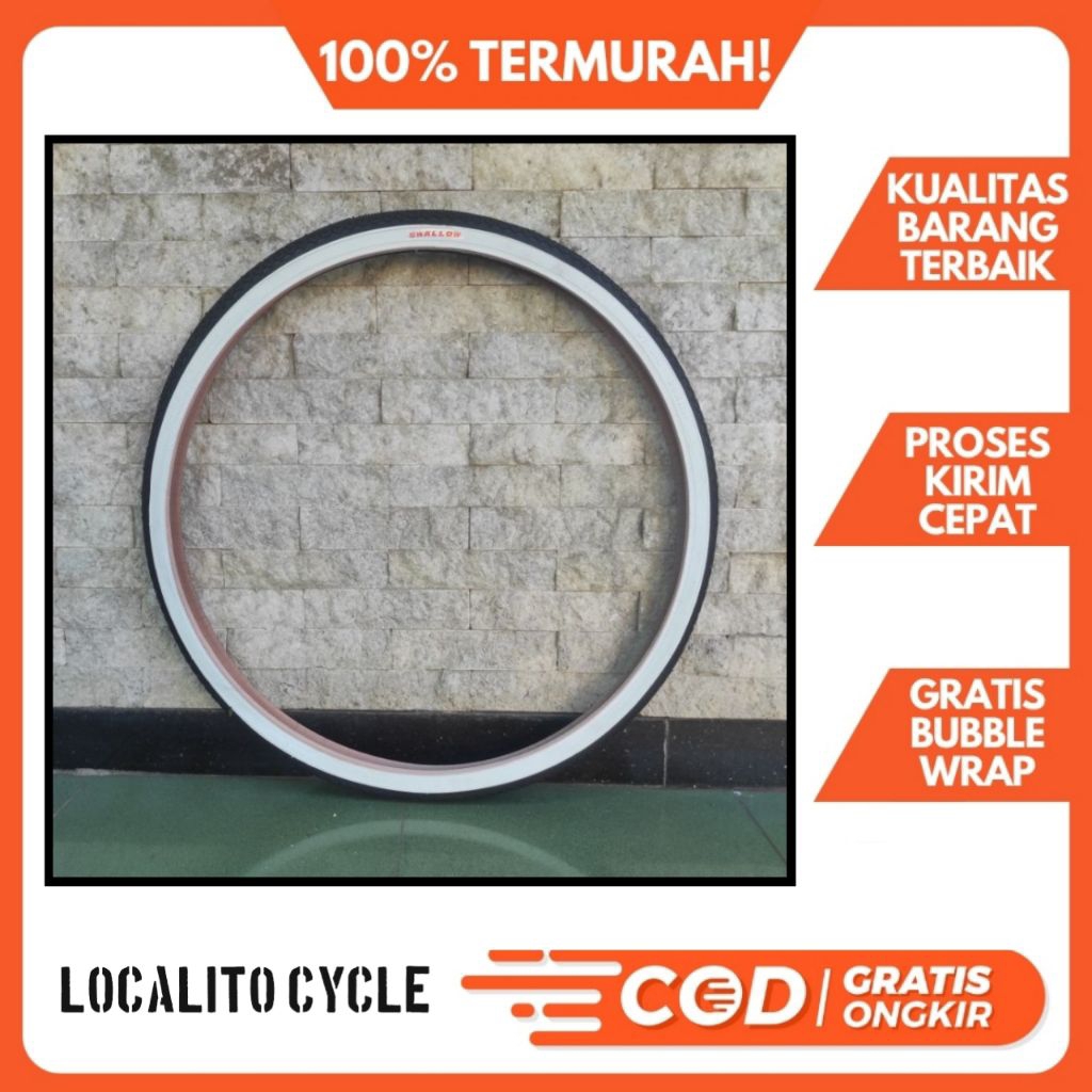 Ban luar sepeda kalcer merk swallow white wall 26inc UK 26x 1.38