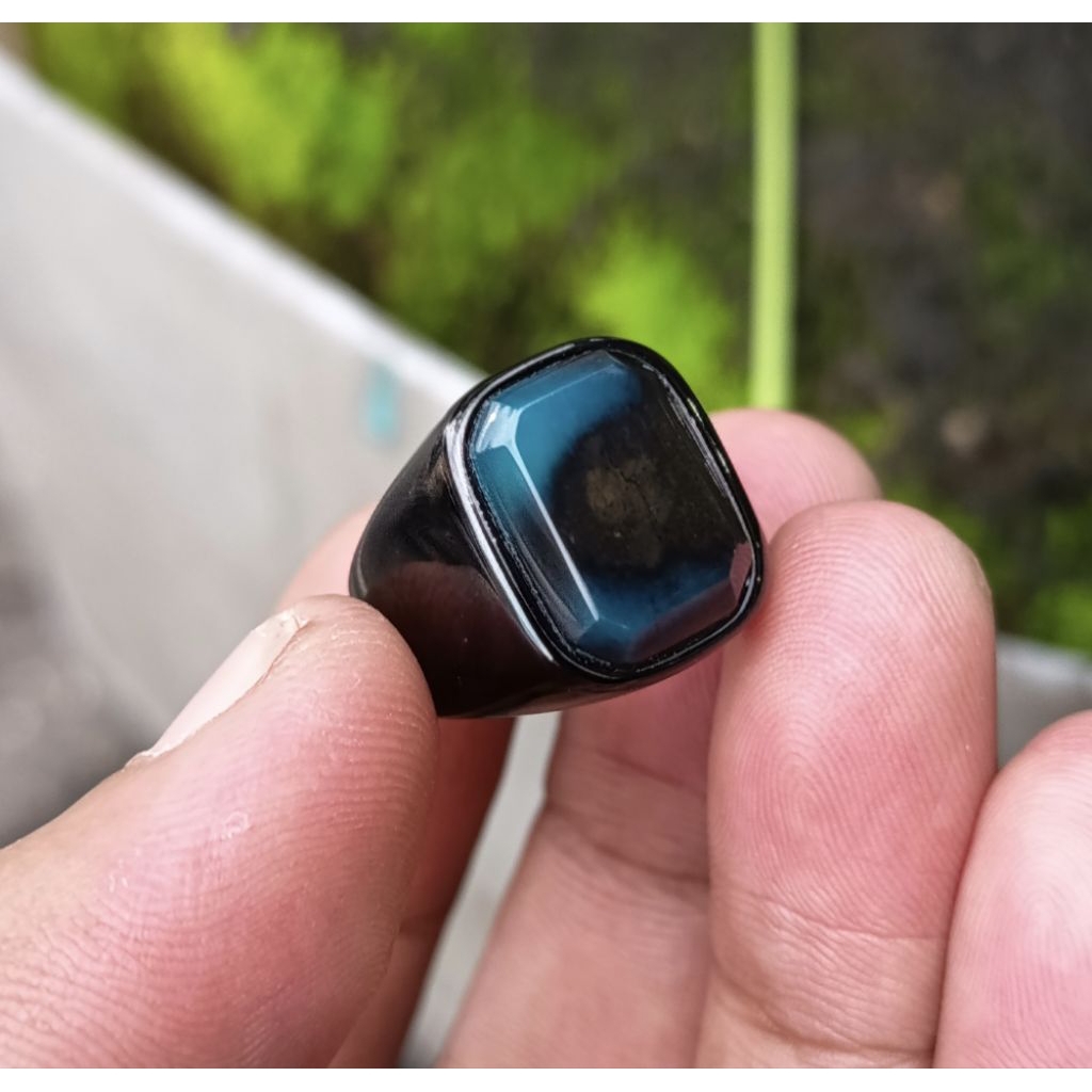 cincin batu akik Bacan Doko totol antik kotak size 8