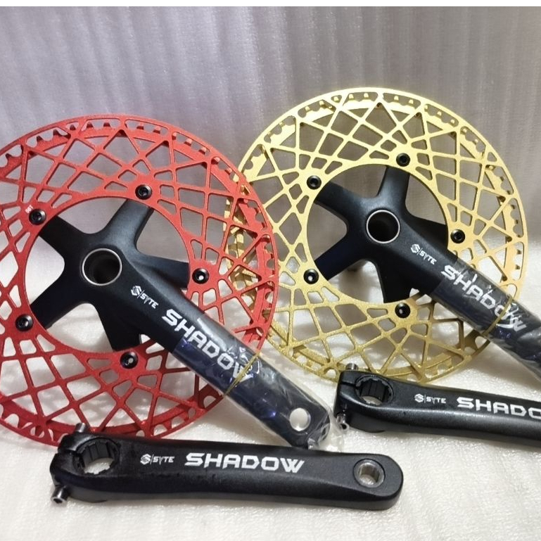 crank set sepeda lipat hollotech2 syte shadow sepeda lipat 53t dan 58t bcd 130 panjang arm 170