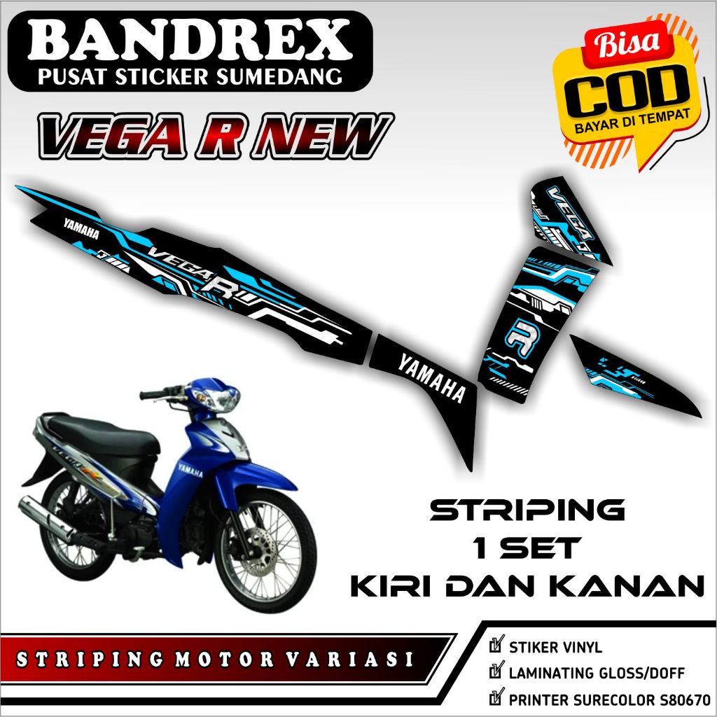 Striping VEGA R NEW Simpel - Striping VEGA R NEW Keren - Set Stiker Motor Simpel Variasi HY01