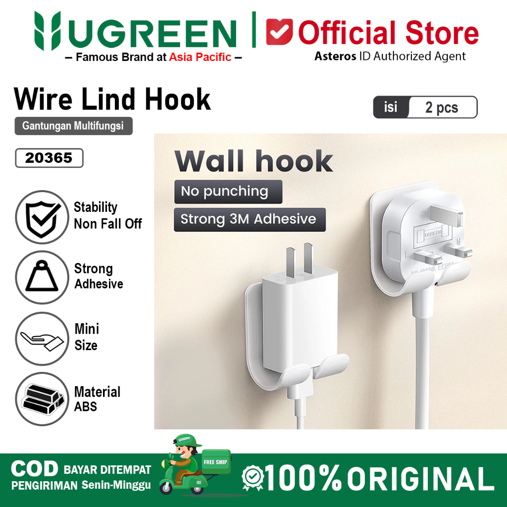 UGREEN Gantungan Hook Dinding Multifungsi Untuk Kabel, Gantungan Kunci, Holder Tembok Dll 20365