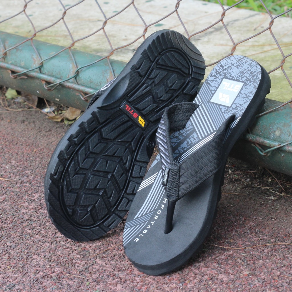 STIL Sandal Jepit Gunung Pria Original - Sandal Japit Hitam Casual Outdoor - Sandal Santai Pria Sol 