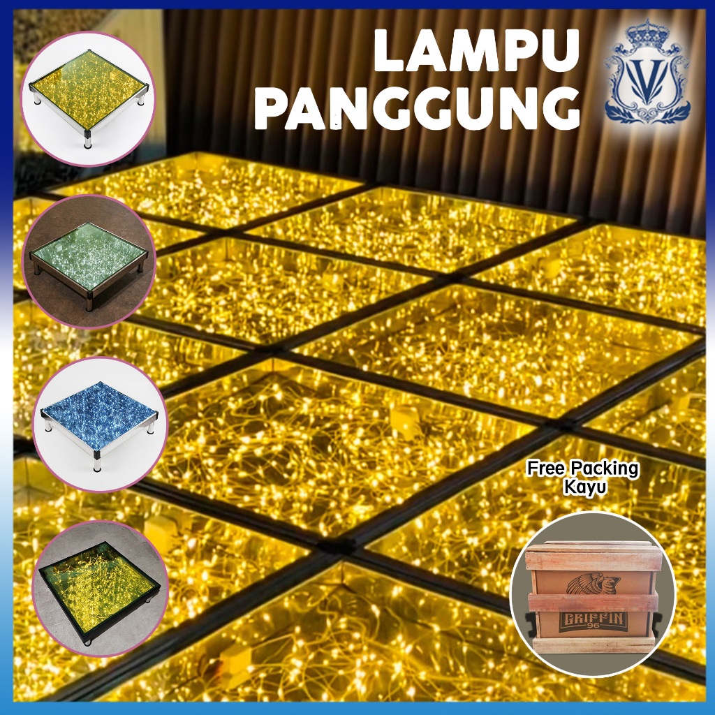 1 Set Lampu Kaca Panggung Akrilik Lantai Kaca Tempered Glass [ include packing kayu ] - Stage Lighti