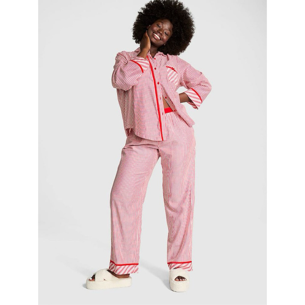 VICTORIA'S SECRET PINK FLANNEL LONG PAJAMA SET