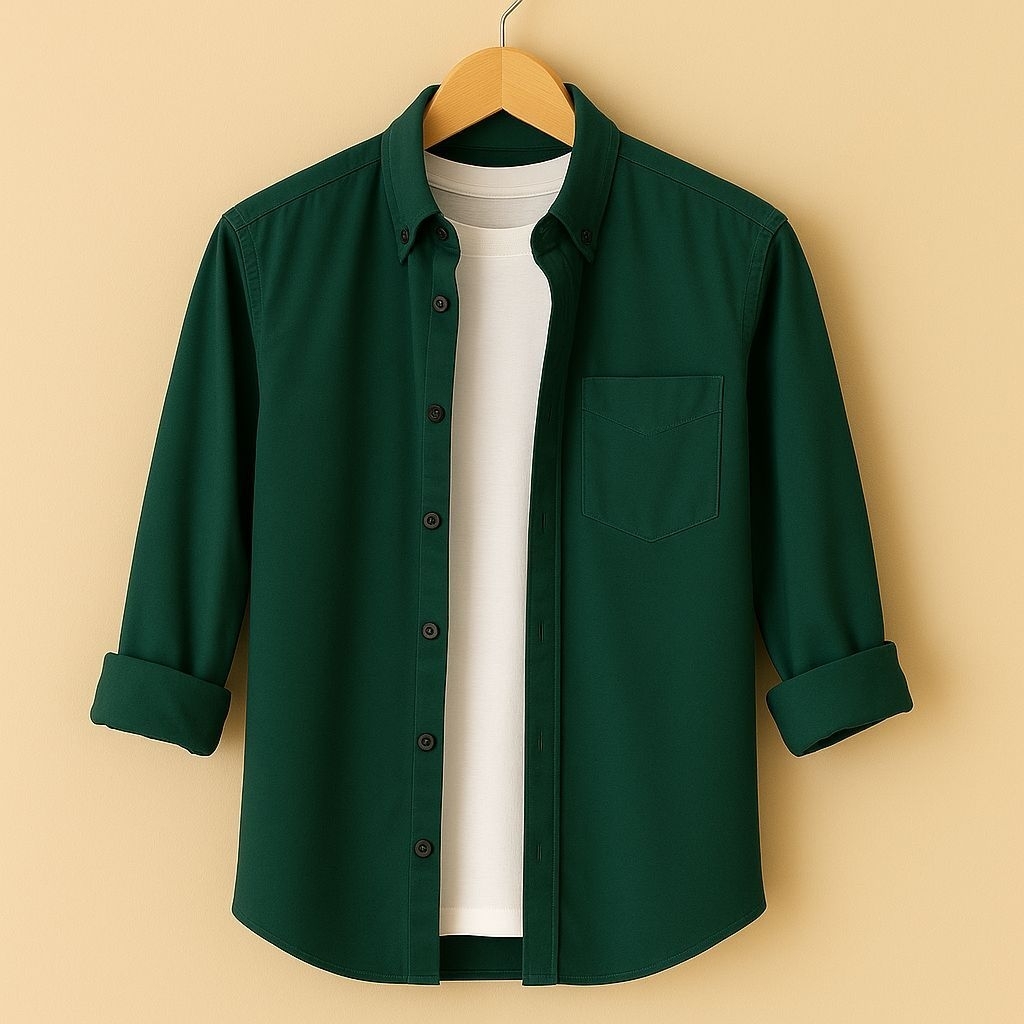 kemeja pria lengan panjang emerald green, kemeja pria polos lengan panjang formal warna emerald gree