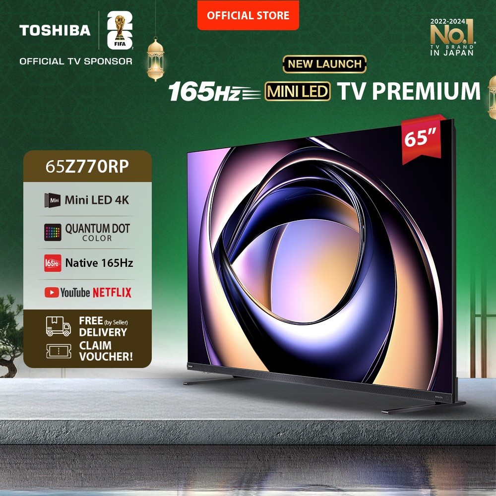 [AI 4K Mini LED 165Hz] Toshiba TV 65" 4K UHD AI Smart TV - Dolby Vision IQ + Atmos Regza ZRi 2.1.2 S