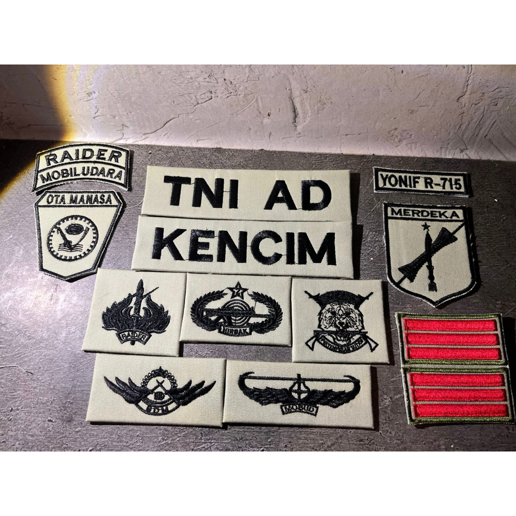 Papan nama atribut TNI AD terbaru 2025 sage green timbul