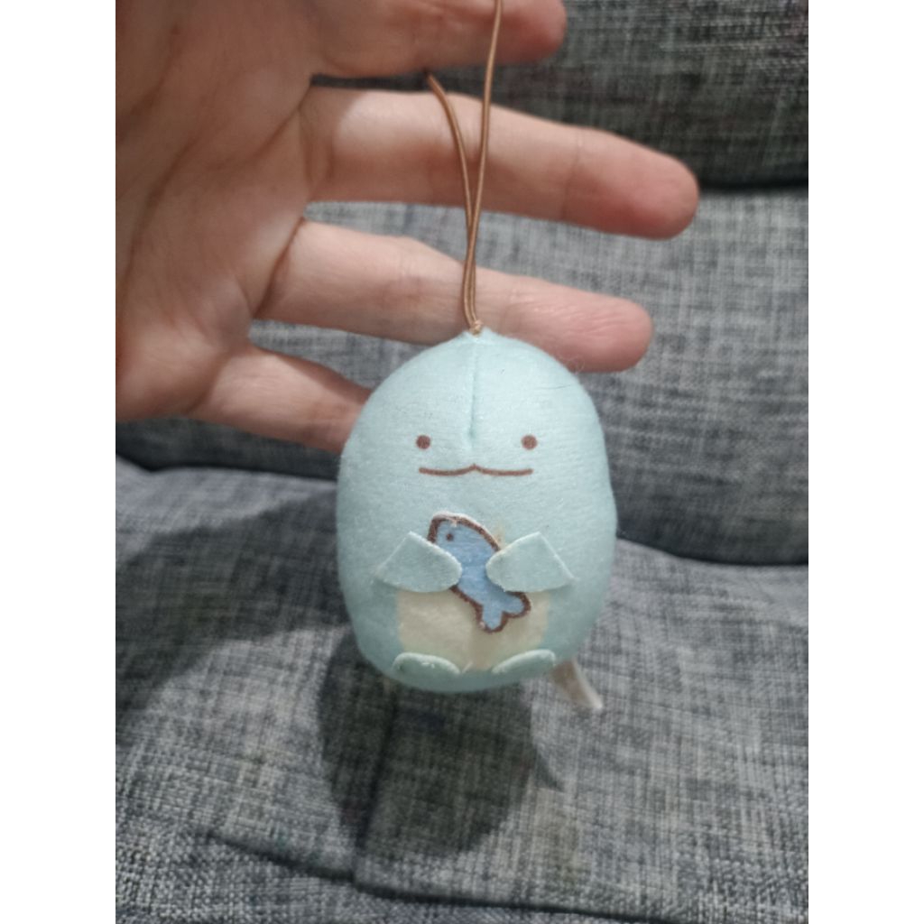 Boneka sumikko gurashi tokage with fish ganci bag charm