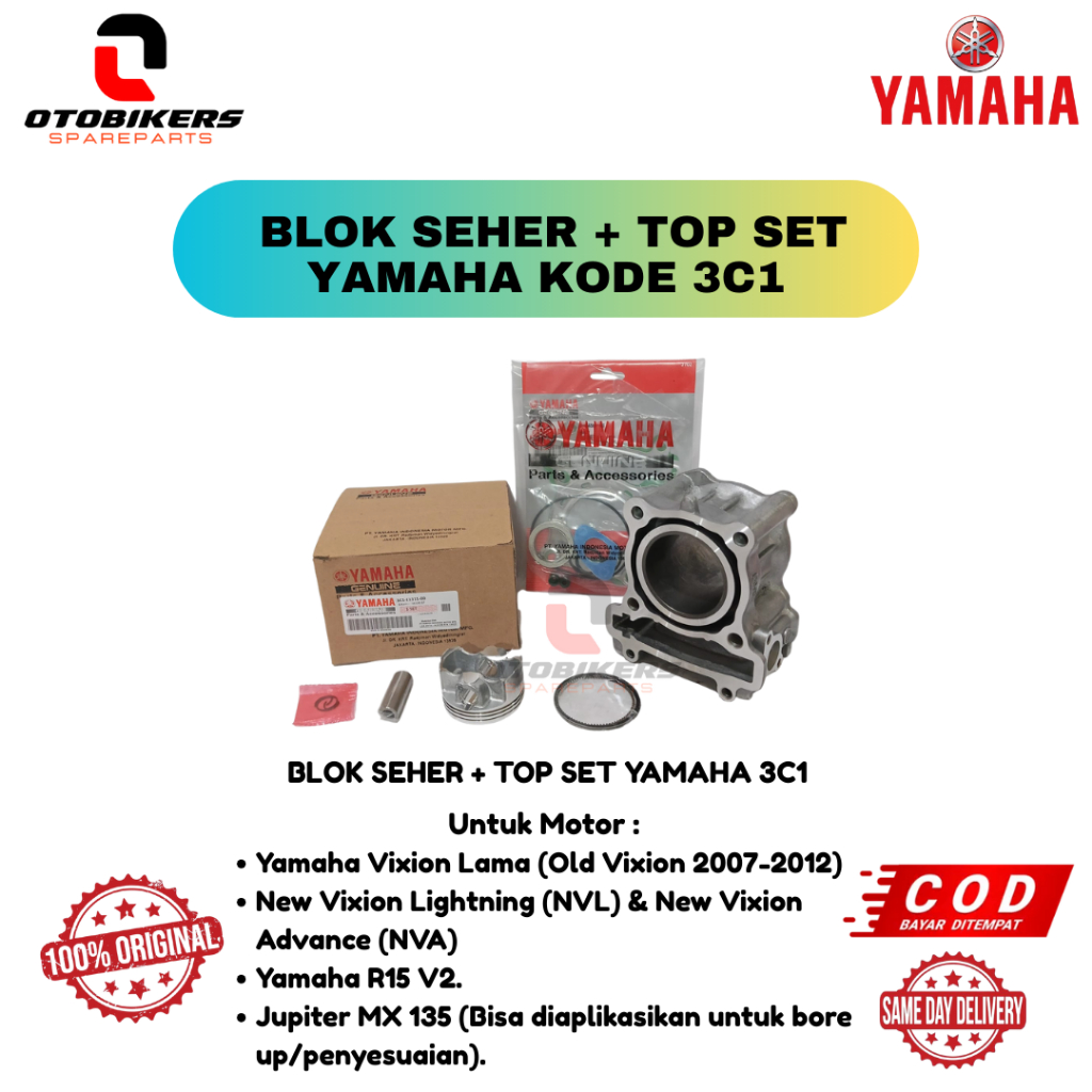 BLOK SEHER + TOP SET YAMAHA 3C1 ORIGINAL Yamaha Vixion Lama (Old Vixion 2007-2012), New Vixion Light
