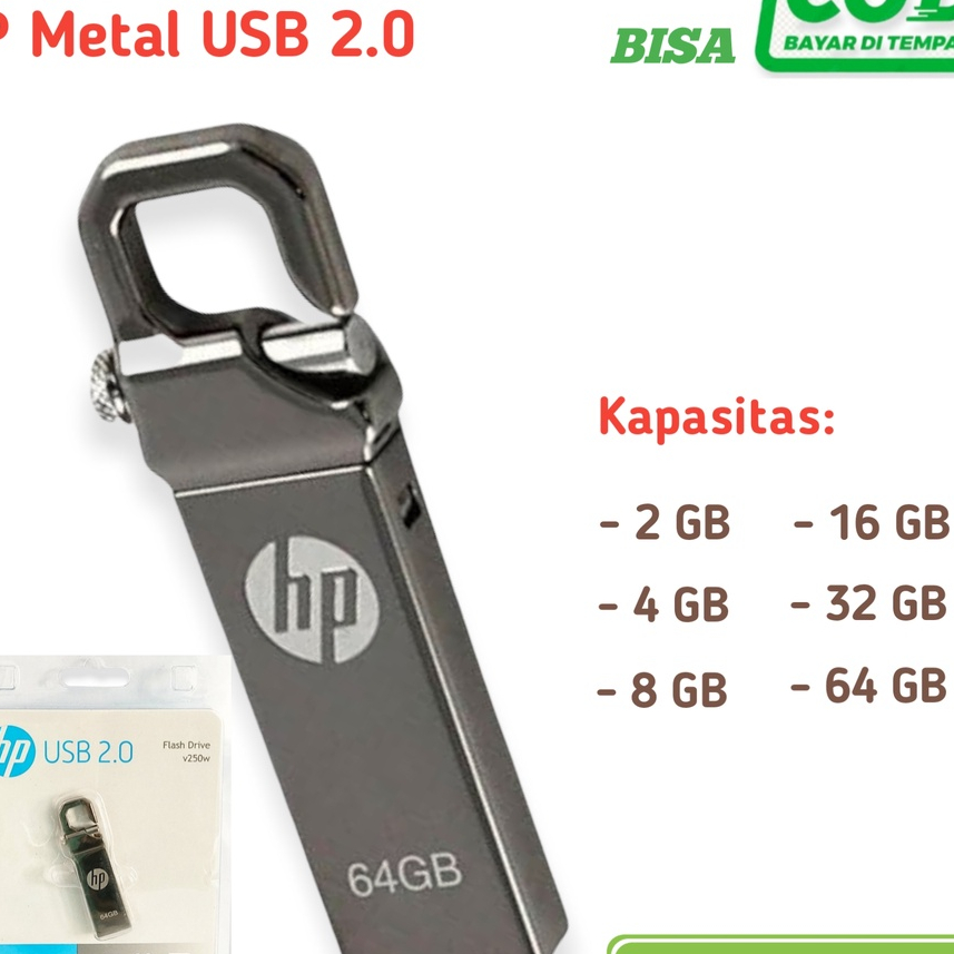 Flashdisk HP Metal  2gb 4gb 8gb 16gb 32gb 64gb 128GB Flash Disk HP / USB Drive 2GB Flash Drive 2.0