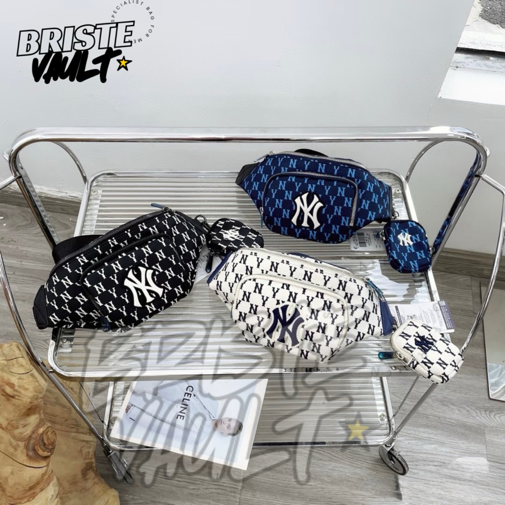 BRISTE VAILY Tas Mlb Waistbag Pria Monogram Hip Sack With Mini Pocket