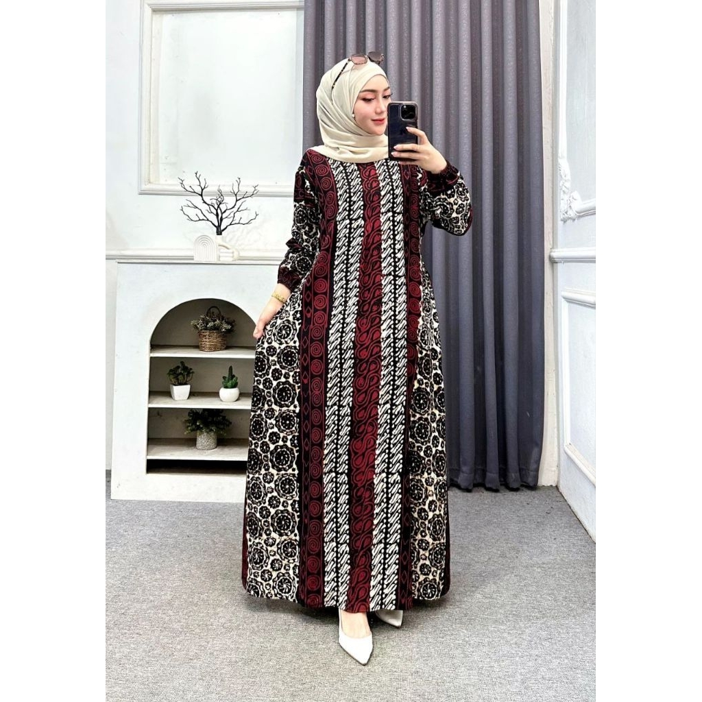 Bella_fashions21 gamis batik busui gamis twill rayon premium gamis simple jumbo dress kondangan sant