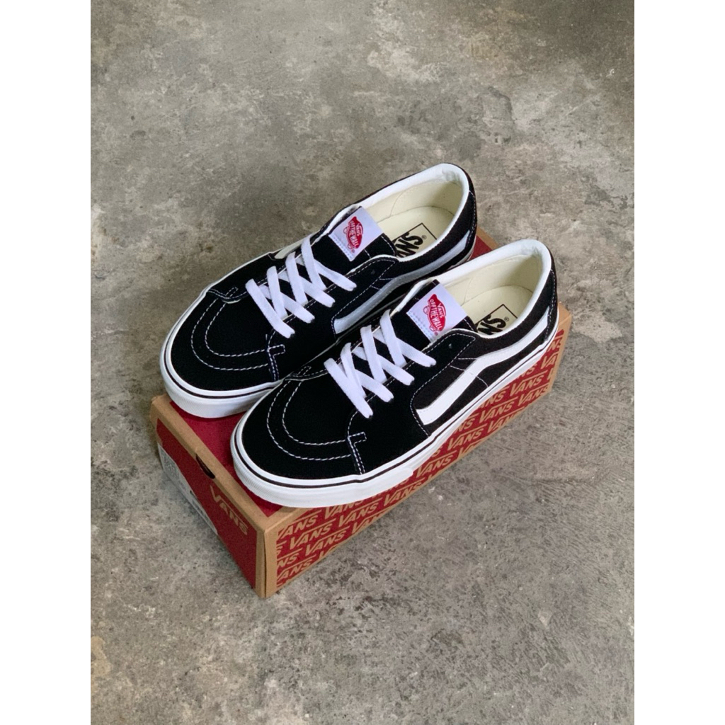 VANS SK8 LOW BLACK&WHITE RESMI NAVYA/GMG