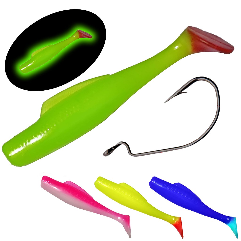 Softlure Zman 8cm + Mata Kail Wormhook Hengjia Umpan Pancing Casting Toman Gabus