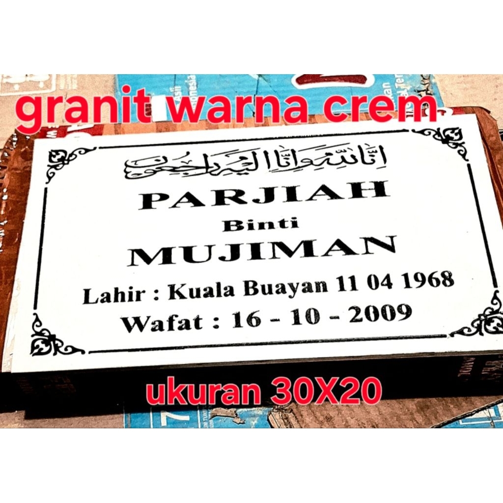 NAMA NISAN KUBURAN 30X20